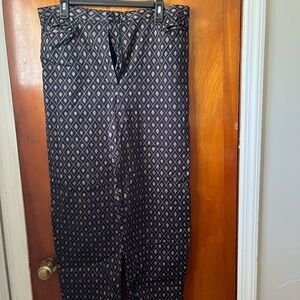 Talbots Navy and White Geometric Straight Leg Pants